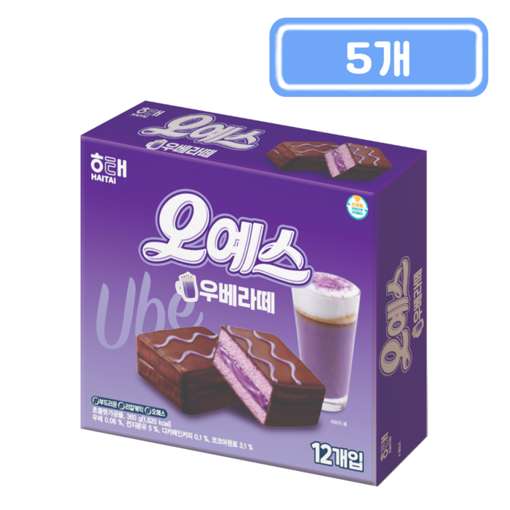 해태제과 오예스 우베라떼, 360g, 5개