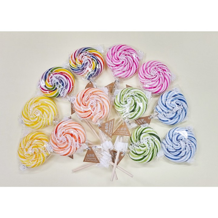 어린이집 생일 답례품 수제 천연색소 롤리팝 회오리 막대사탕, 12개, 50g