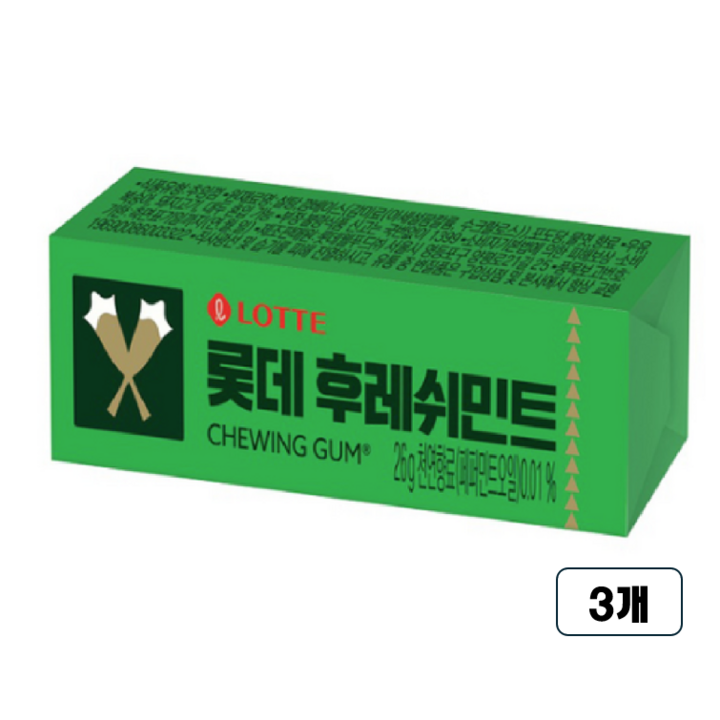 롯데 후레쉬민트 껌 9p, 26g, 3개