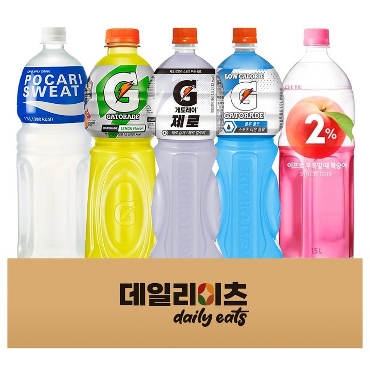 [데일리이츠] 스포츠 이온음료 대용량 페트 5종류 (이프로 포카레스웨트 게토레이레몬 게토레이제로슈거 게토레이 블루볼트), 1박스, 1.5L