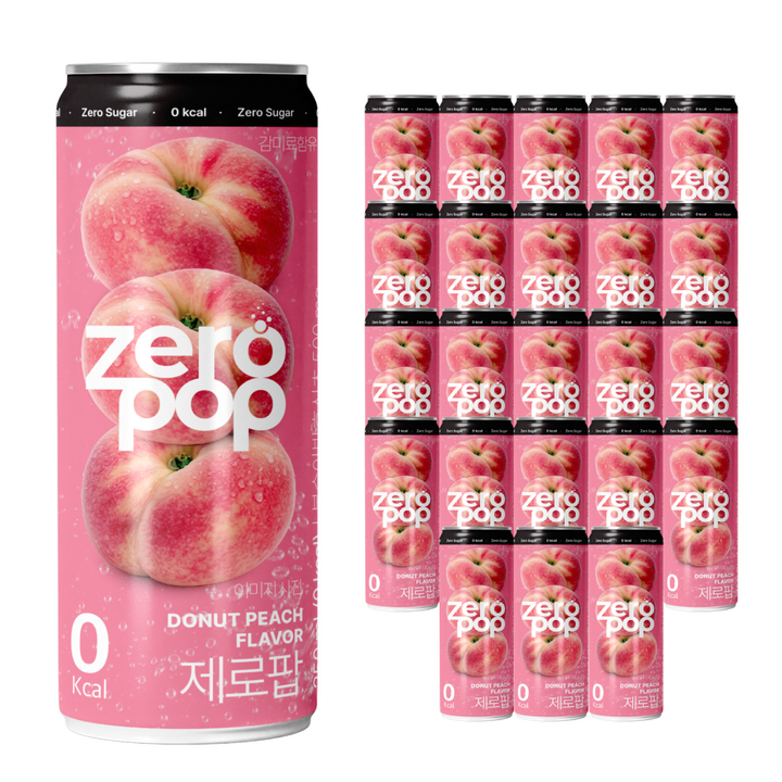 잇더핏 제로팝 납작복숭아맛 애사비소다 제로 탄산음료, 24개, 250ml
