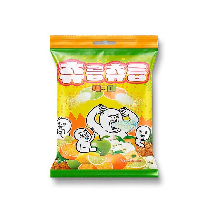 츄릅츄릅 말랑 사우어 이모티콘 츄잉캔디 츄릅츄릅 새코미 75g 24개