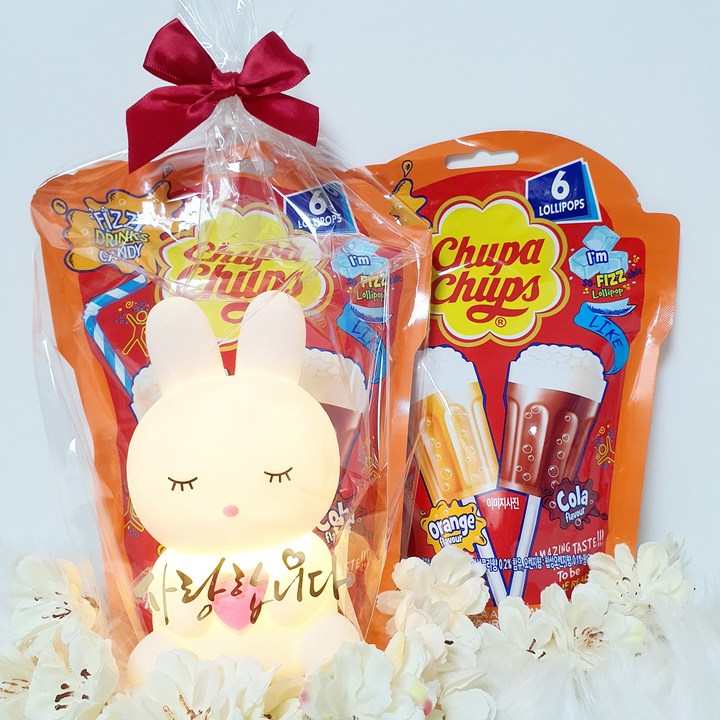 화분마당 어린이날 러블리애착 감성 LED 하트토끼 막대사탕, 1개, 190g