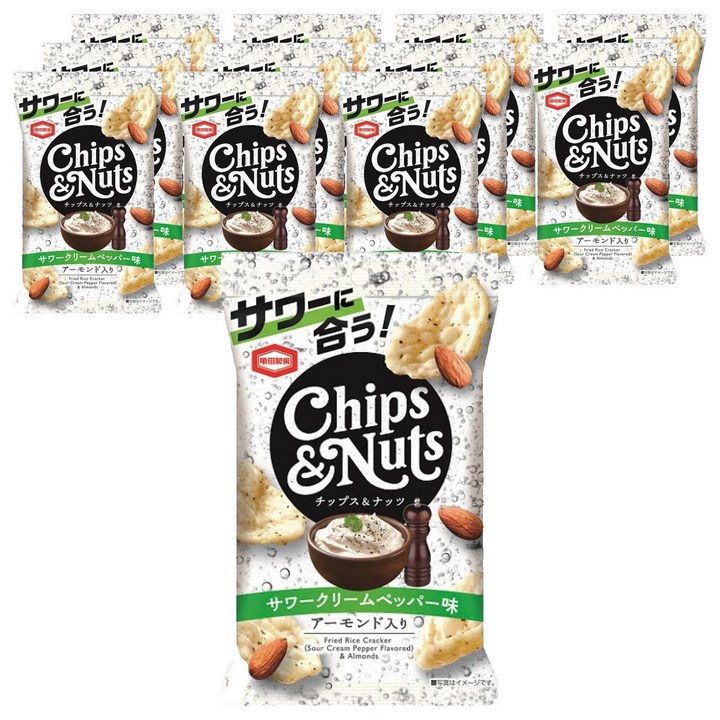 카메다 칩스 & 넛츠 사워크림페퍼맛 아몬드 포함, 23g, 10개