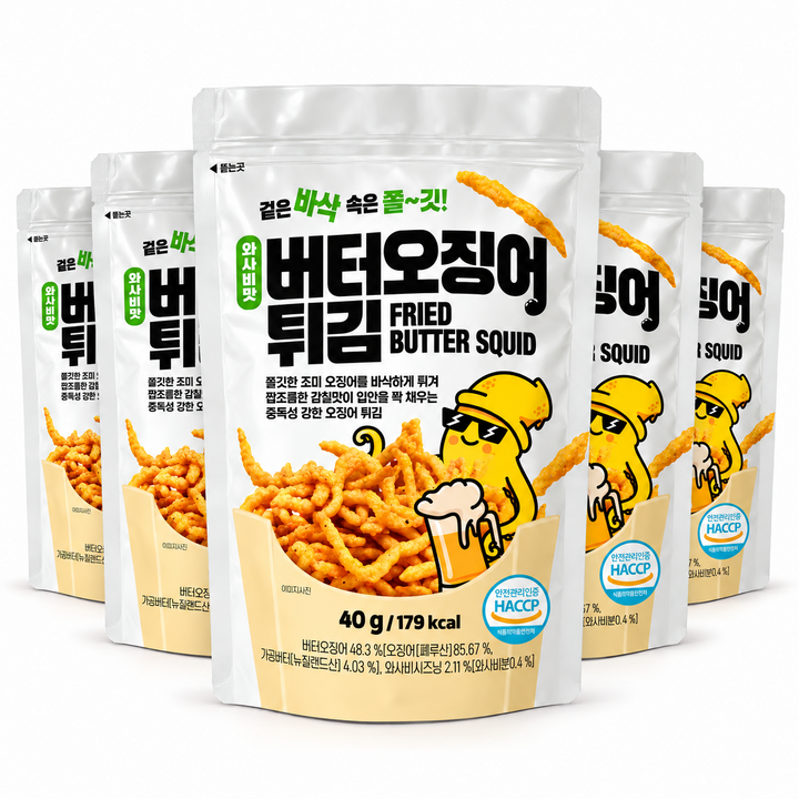 버터오징어 튀김 와사비맛, 5개, 40g