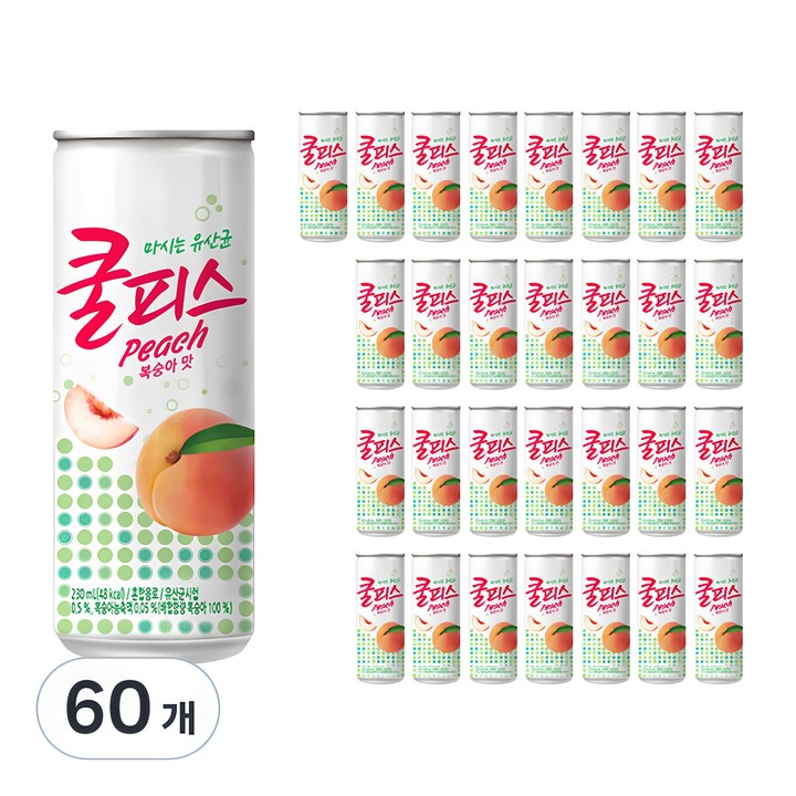 동원 마시는유산균 쿨피스 복숭아맛, 230ml, 60개