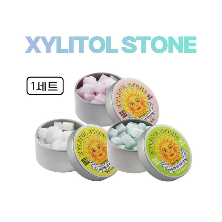 자일리톨스톤 과일 맛 (딸기+레몬+청포도), 3개, 70g