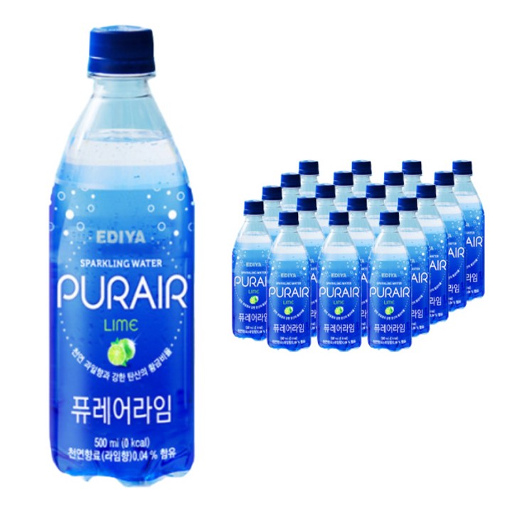 이디야 퓨레어 탄산수 500ml x 20페트, 20개, 라임
