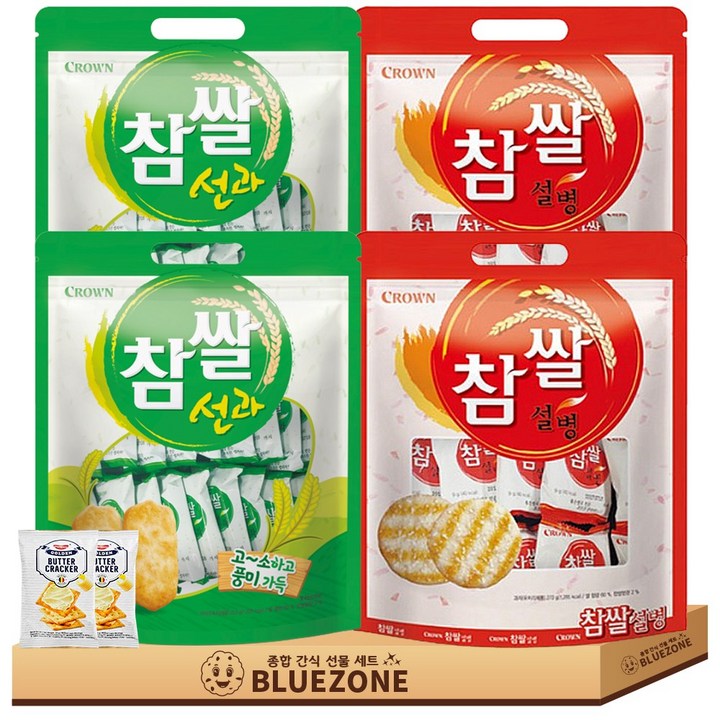 크라운 참쌀선과2봉 참쌀설병2봉 버크2봉, 148개, 혼합