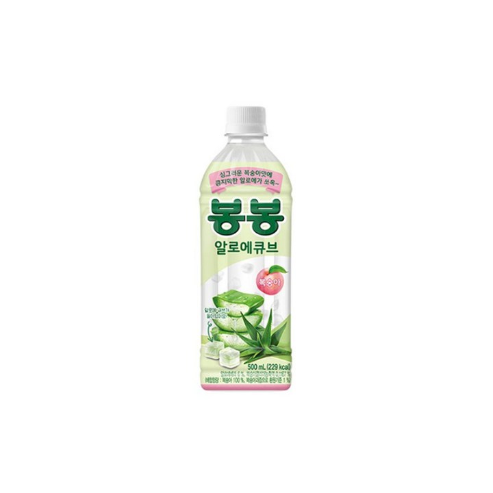 봉봉 알로에큐브 복숭아, 24개, 500ml