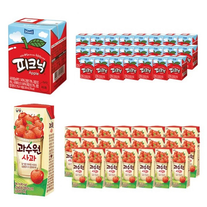 블루존 사과음료 2종세트 (남양 과수원 24입+매일 피크닉 24입), 190ml, 1세트