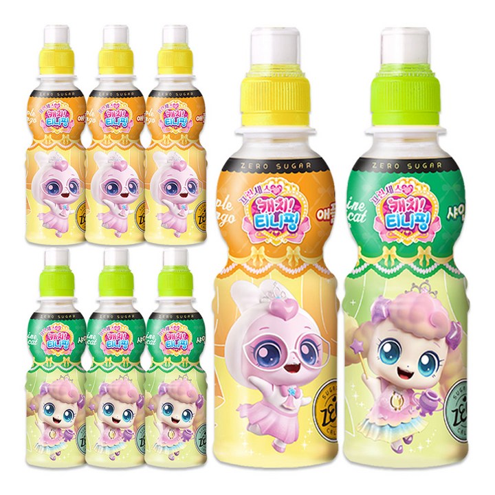 캐치티니핑 제로 음료수 2종 애플망고맛+샤인머스켓맛, 8개, 200ml