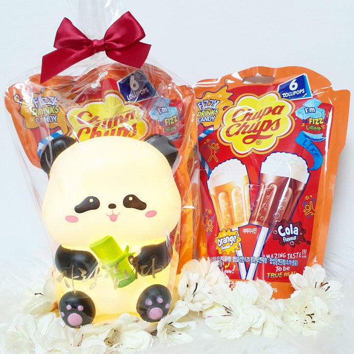 화분마당 화이트데이 LED 애착대나무 판다 무드등 막대사탕, 1개, 220g