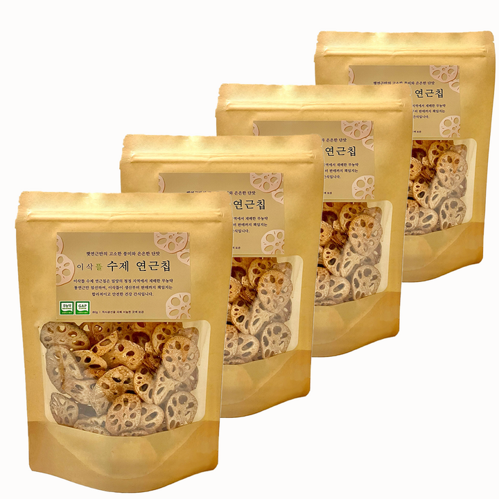 GAP/무농약 인증 100% 국내산 이삭뜰 수제 연근칩 9 800원, 80g, 4개