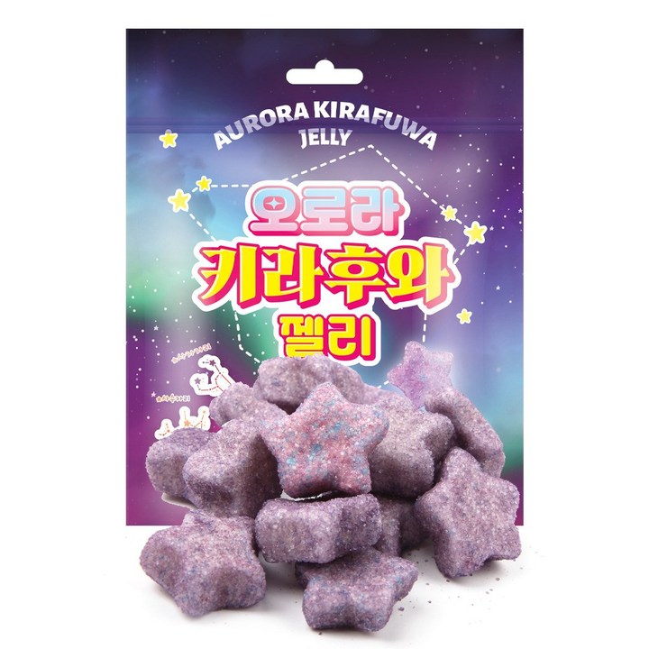 오로라 키라후와 젤리 별자리 스티커 포도맛 어린이젤리, 3개, 70g