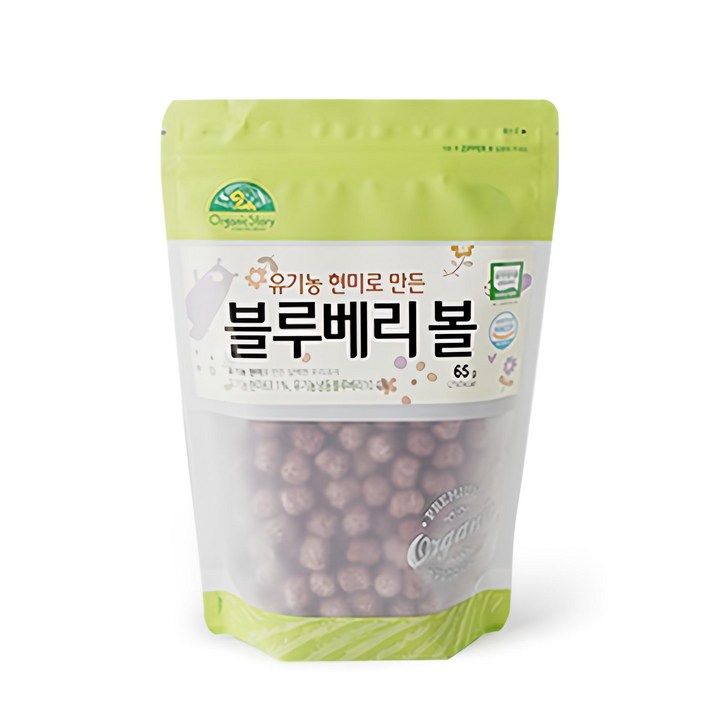 OrganicStory 유기농 현미로 만든 볼 스낵, 65g, 1개