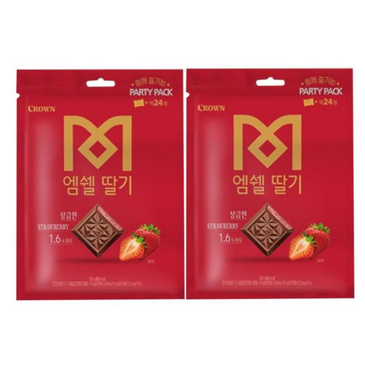 크라운 엠쉘 딸기 초콜릿, 150g, 2개