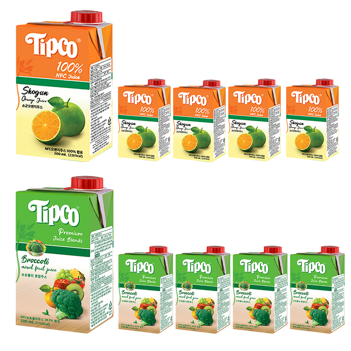 팁코주스 브로콜리 + 쇼군오렌지, 10개, 500ml