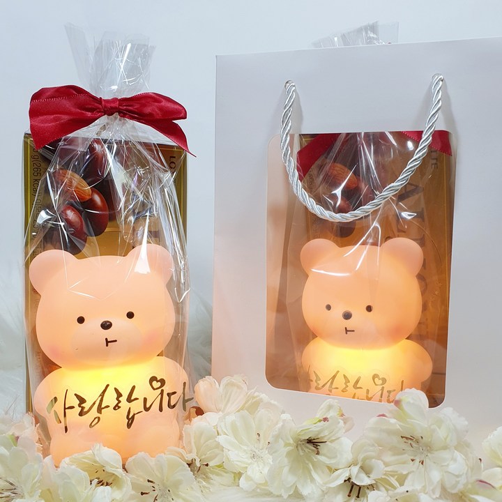 화분마당 발렌타인데이 감성 핑크 LED 무드등 아몬드초콜릿, 1개, 140g