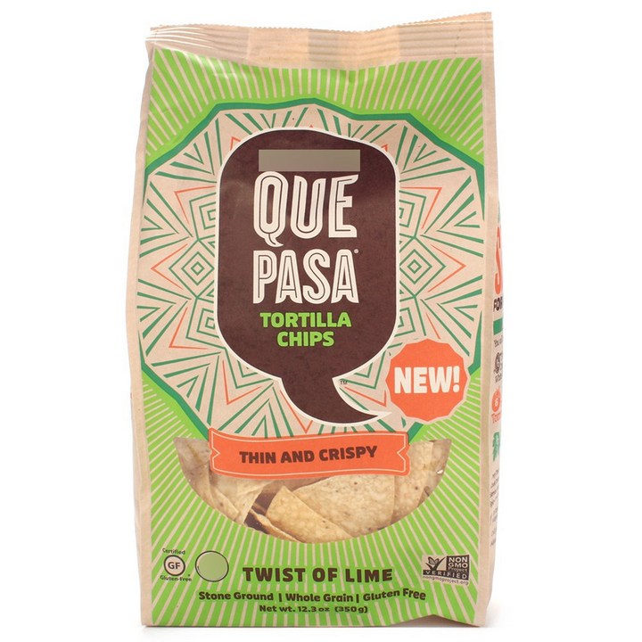 Que Pasa 토르티야 칩 씬 앤드 크리스피 트위스트 오브 라임, 350g, 1개