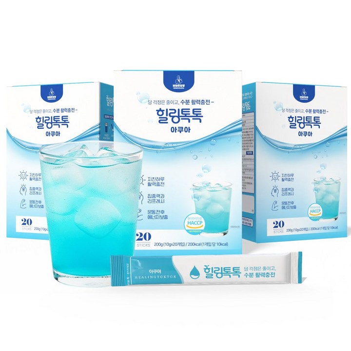 힐링톡톡 아쿠아 수분충전 이온음료 분말, 200g
