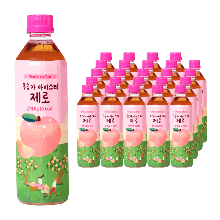 스낵24 복숭아 아이스티 제로, 24개, 500ml
