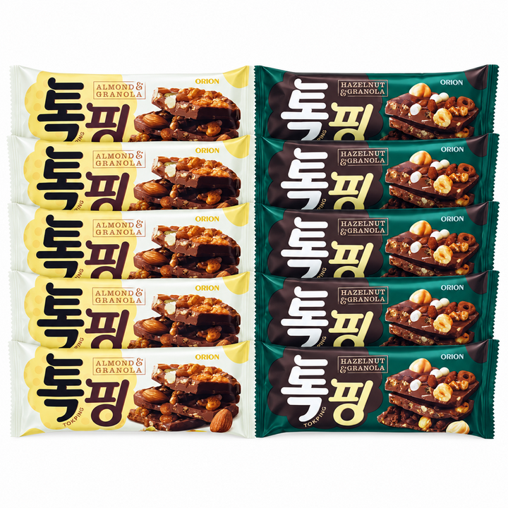 봉봉마켓 톡핑 헤이즐넛 아몬드 그래놀라 2가지맛, 10개, 43g