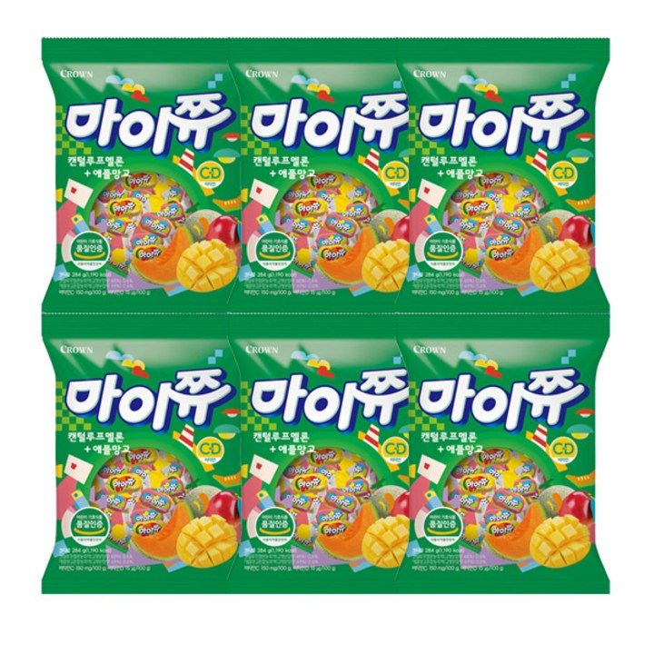 마이쮸 캔털루프멜론 + 애플망고 캔디, 284g, 6개