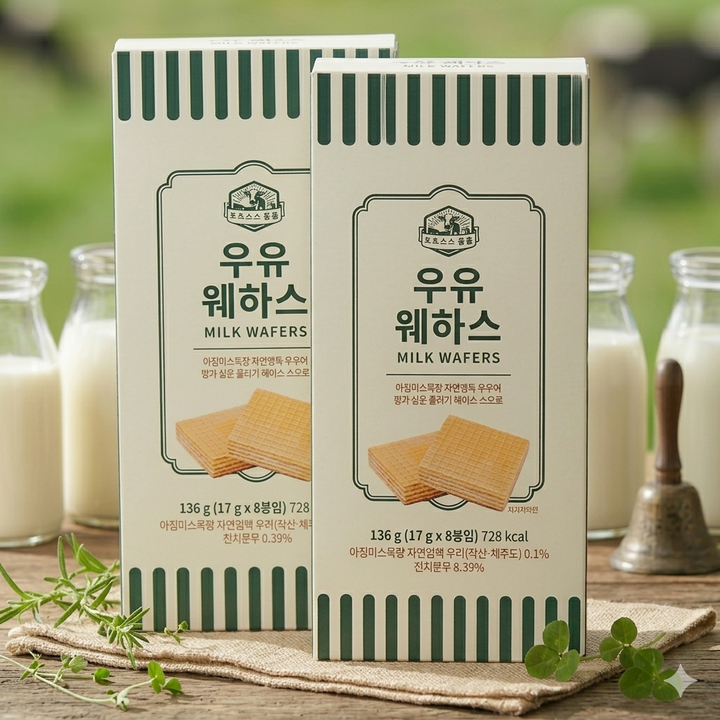 제주 ㅇㅊㅁㅅ 우유웨하스 8개입 샌드 과자 디저트 간식 여행 선물 기념품, 136g, 3박스