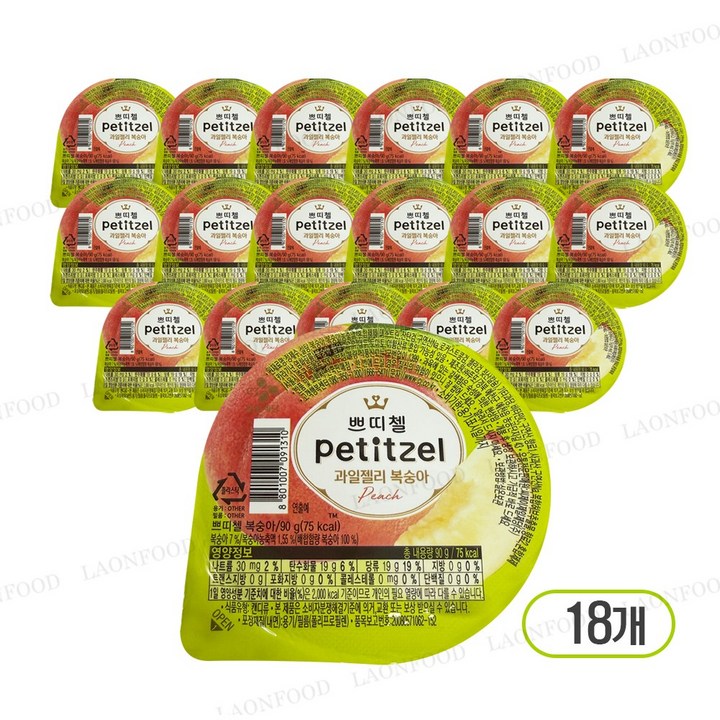 CJ제일제당 쁘띠첼 과일젤리 복숭아 3p, 90g, 6개