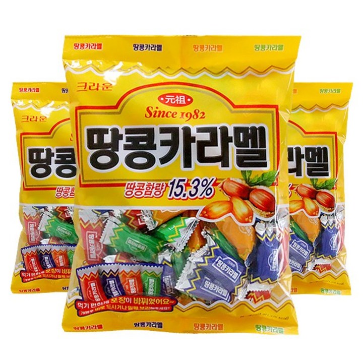 크라운 땅콩카라멜 324g x 3개입 1세트, 6세트