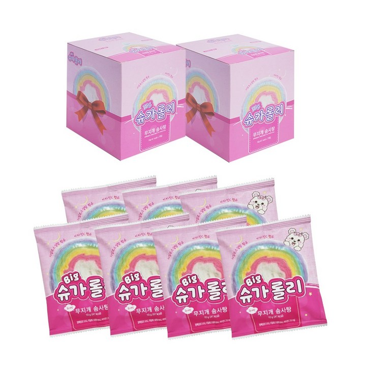 무지개 비타민 롤 솜사탕 빅 슈가롤리 톡톡 간식 레인보우, 10g, 14개