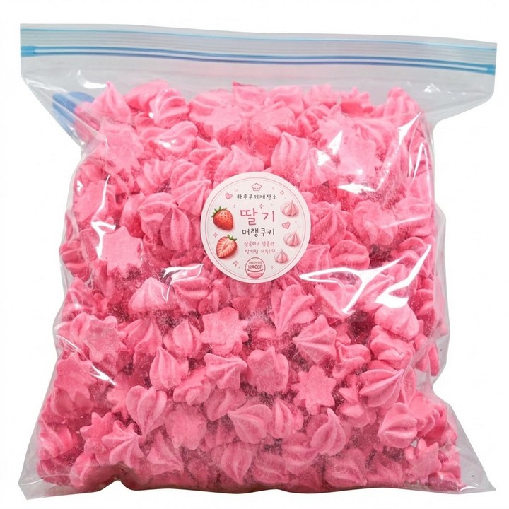 수제 대용량 딸기 머랭쿠키 어린이집 유치원 답례품 덤50g, 1개, 300g