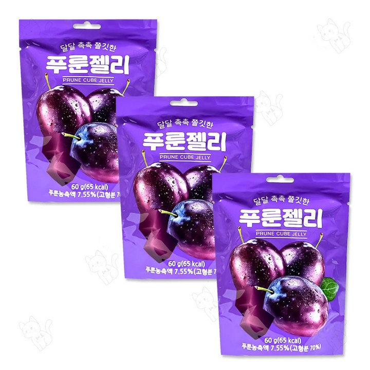 푸룬 큐브 젤리, 3개, 60g