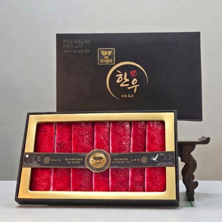 오직한우 육포의신 한우 소고기 수제 육포 선물세트 420g 고급 쇼핑백 증정, 1세트