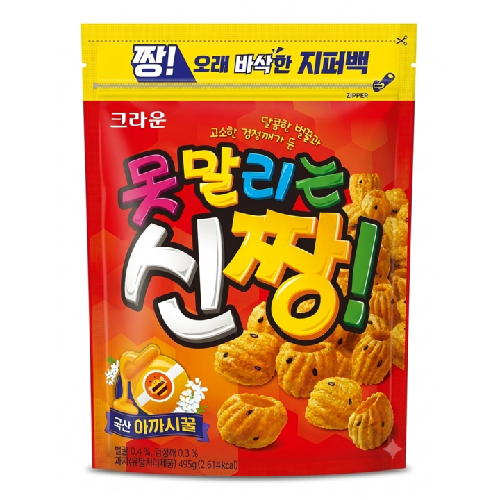 크라운 못말리는 신짱 (대용량 지퍼팩), 495g, 1개