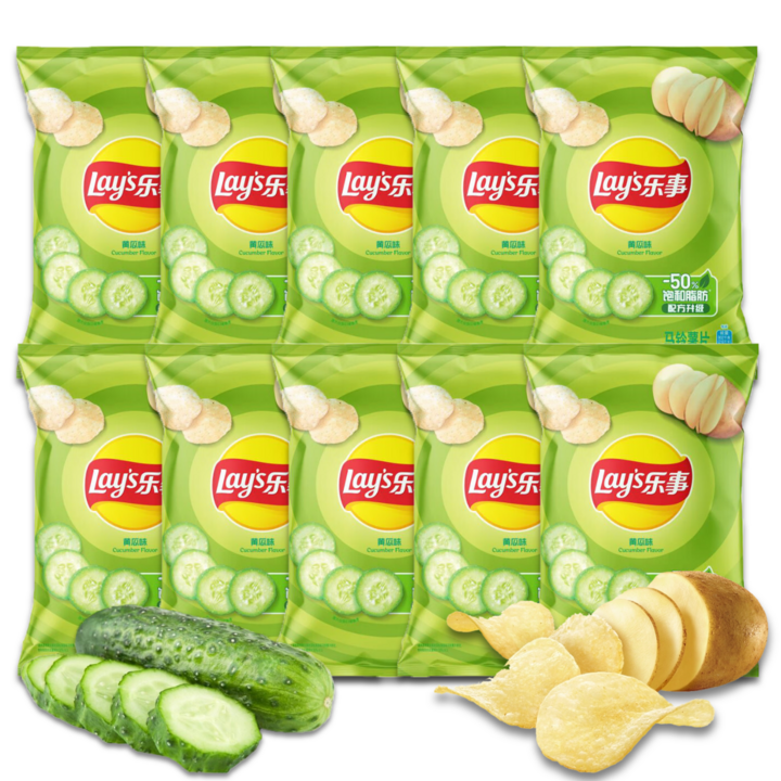 레이즈 오이맛 감자칩 Lays 인기스낵 상큼한 오이향 가득 포테토칩, 10개, 40g
