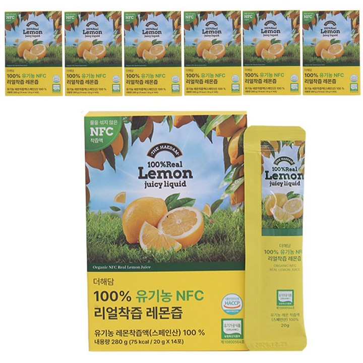 수사사 유기농 레몬즙 NFC 착즙 레몬수 레몬즙 스틱, 7개, 280g