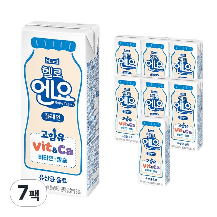 엔요 유산균음료 플레인, 200ml, 7개