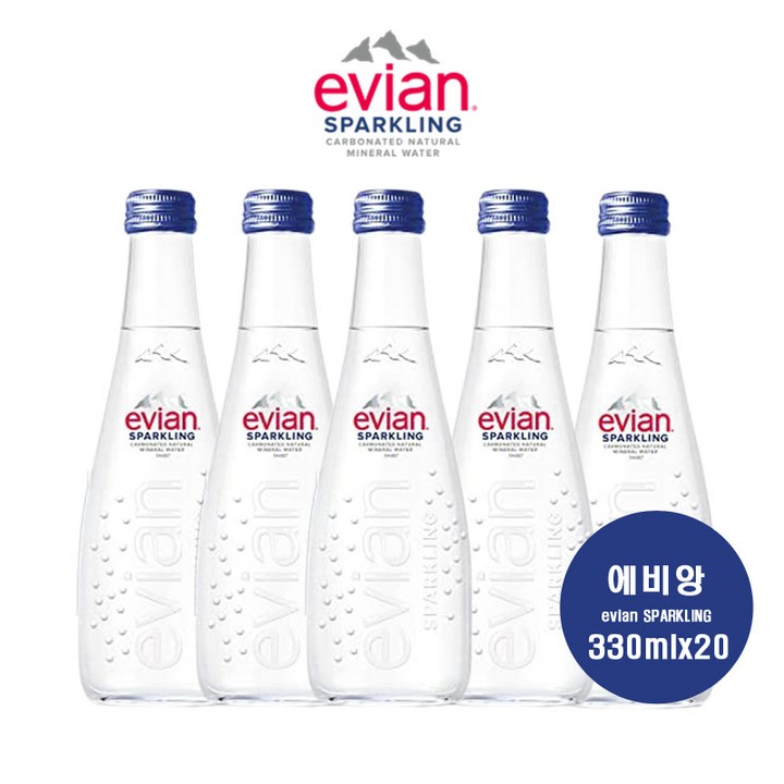 에비앙 스파클링 글라스 탄산수, 330ml, 20개