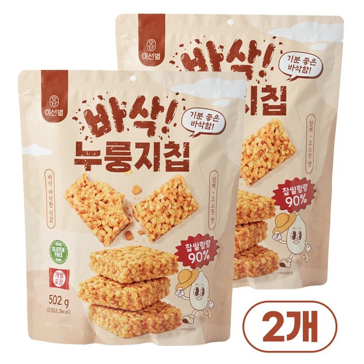 이선별 누룽지칩 고소한맛 탕비실 사무실간식 대용량(개별포장), 502g, 2개