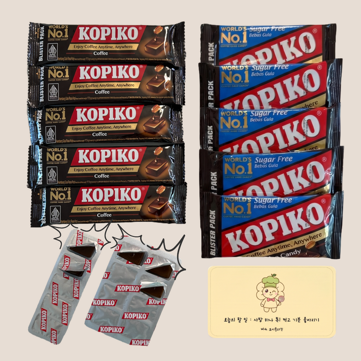 코피코 커피맛 캔디 캡슐 타입 오리지널 슈가프리 혼합 메세지 카드 세트, 22.5g, 12개