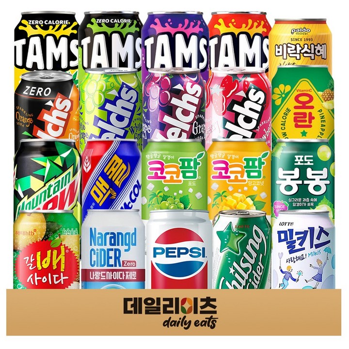 뚱캔 탄산 과즙 캔음료수 20종 20개입 믹스세트 (340ml~355ml), 1세트, 355ml