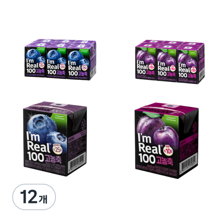 아임리얼100 고농축 블루베리 + 푸룬, 12개, 120ml