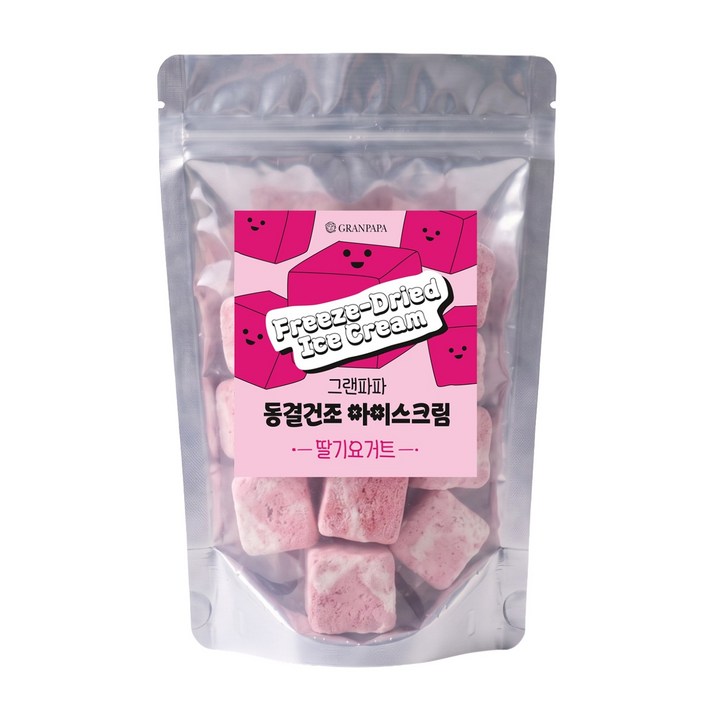 그랜파파 바삭한 프리미엄 디저트 녹지않는 동결건조 딸기 아이스크림, 1개, 100g