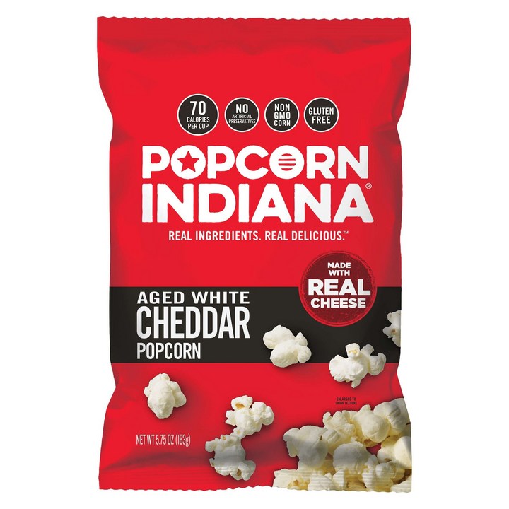 Popcorn Indiana 에이지드 화이트 체다 팝콘, 163g, 1개