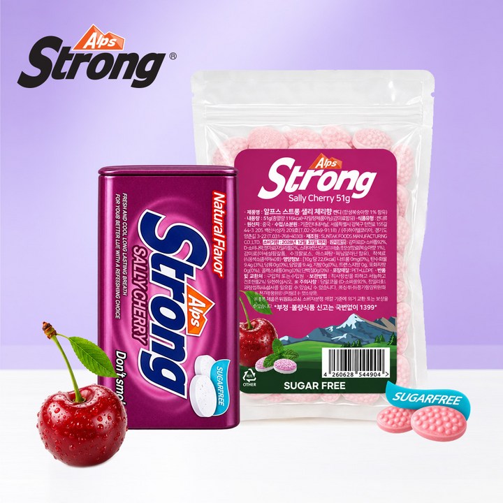 알프스스트롱 샐리체리 무설탕 체리향 캔디 본품+리필 세트, 1개, 81g