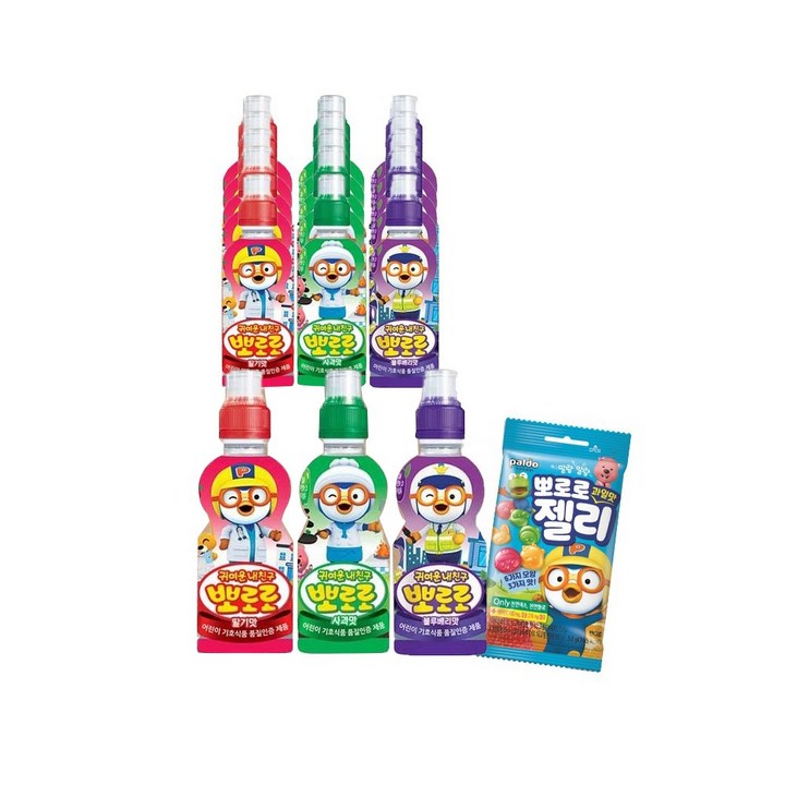 팔도 뽀로로음료 딸기 6개 + 사과 6개 + 블루베리 6개, 1세트, 235ml