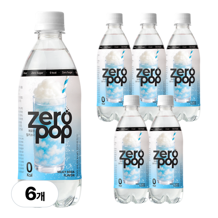 잇더핏 제로팝 밀키소다맛 애사비소다 제로 탄산음료, 6개, 500ml