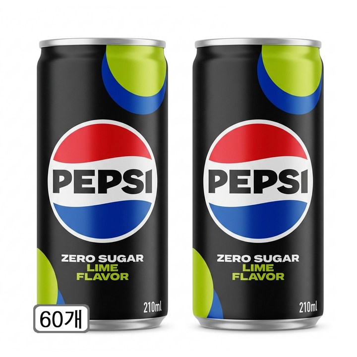 펩시 제로슈거 라임향, 210ml, 60개